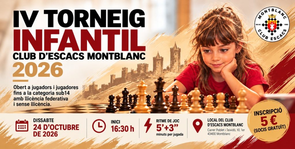 El Club d’Escacs Montblanc homenatjarà els seus jugadors i jugadores als cartells oficials dels tornejos